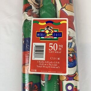 Vtg NIP Cleo Gift Wrap Mickey Mouse Minny Mouse Goofy Pluto 1996 Disney U.S.A.